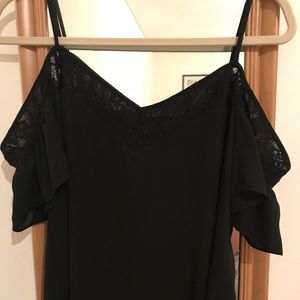 Black cold shoulder with lace detail